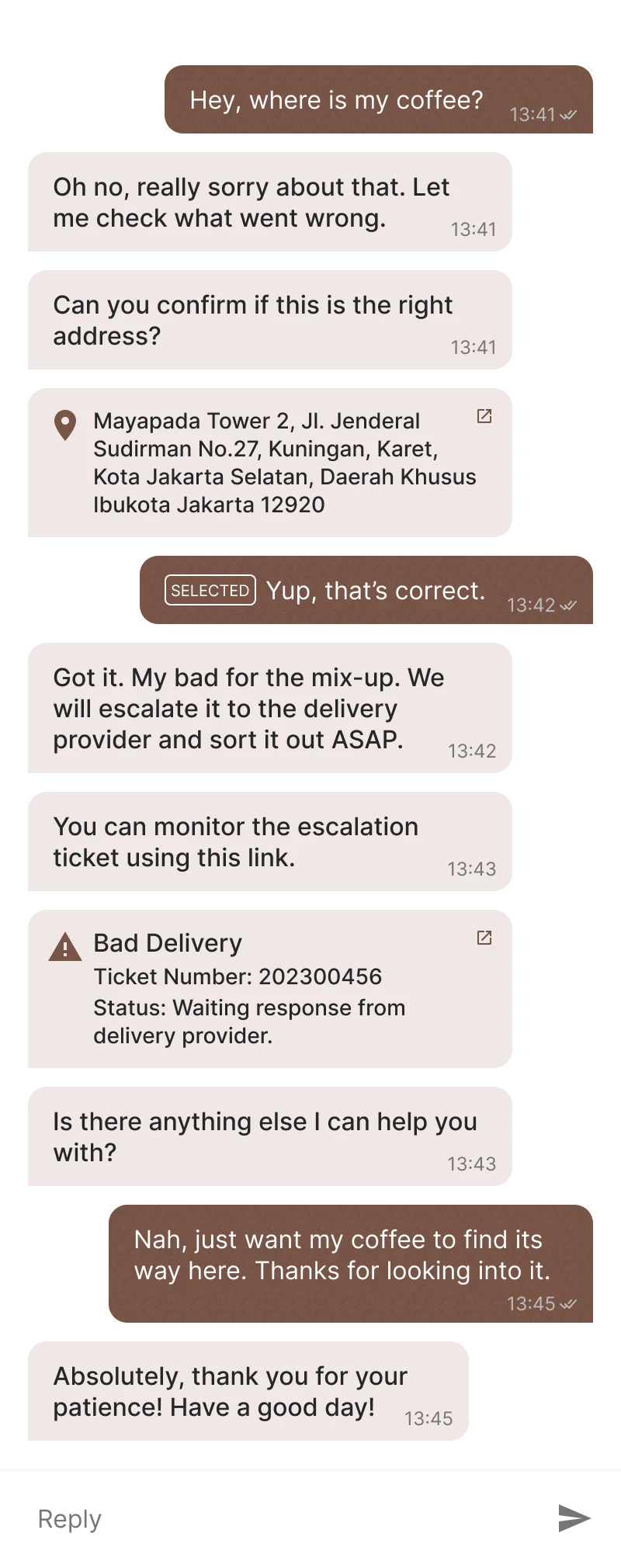 Customer Experience Sample Chat